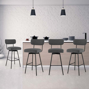 Swivel Bar Stools Set of 2, 29" Upholstered Bar Height Chairs with Back, Footrest & Metal Frame for Kitchen Island, Dining Room, Home Bar