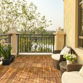27 Pieces Acacia Wood Interlocking Patio Deck Tile Floor Tiles Composite Deck Flooring Pavers