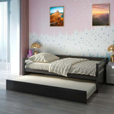 Twin Daybed with Trundle, Wooden Trundle Platform Bed Frame with Wood Slat Support for Guest, Kids & Living Rooms, No Box Spring Needed