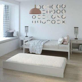 Twin Daybed with Trundle, Wooden Trundle Platform Bed Frame with Wood Slat Support for Guest, Kids & Living Rooms, No Box Spring Needed