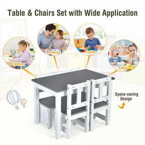2 in 1 Kids Table and Chair Set, Wooden Children Activity Table with Toy Storage Bench & 2 Chairs for Arts, Crafts, Snack Time, Playroom