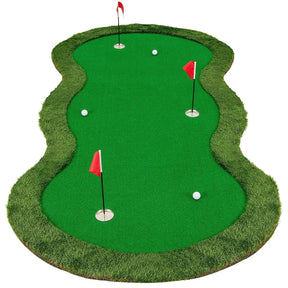 10FT x 5FT Golf Putting Green, Indoor Outdoor Professional Golf Practice Mat with 3 Holes & Golf Balls, Golf Training Mat for Home Office, Backyard
