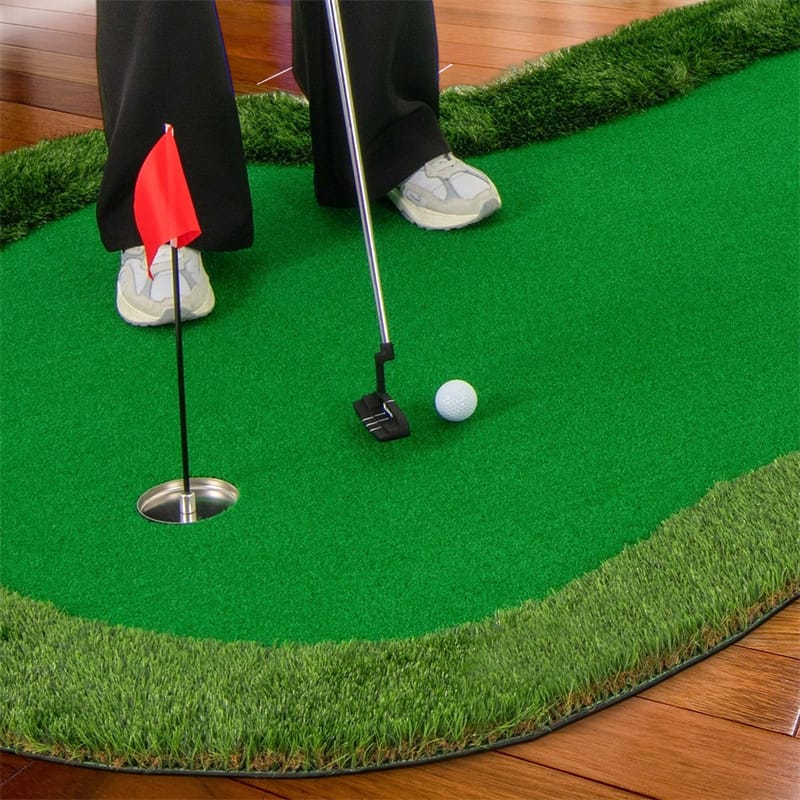 10FT x 5FT Golf Putting Green, Indoor Outdoor Professional Golf Practice Mat with 3 Holes & Golf Balls, Golf Training Mat for Home Office, Backyard