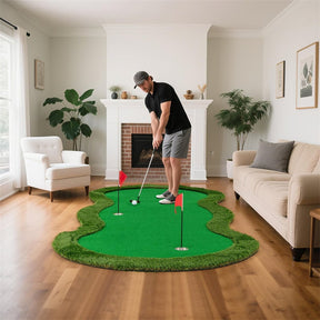 10FT x 5FT Golf Putting Green, Indoor Outdoor Professional Golf Practice Mat with 3 Holes & Golf Balls, Golf Training Mat for Home Office, Backyard