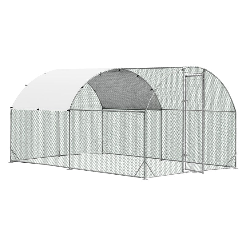 12.5 FT Large Metal Chicken Coop, Walk-in Dome Poultry Cage Hen Run House Rabbits Habitat Cage with Waterproof & UV-Resistant Cover for Backyard