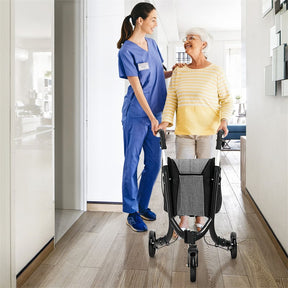 3-Wheel Folding Rollator Walker with Shopping Bag, Lightweight Aluminum Mobility Walking Aid