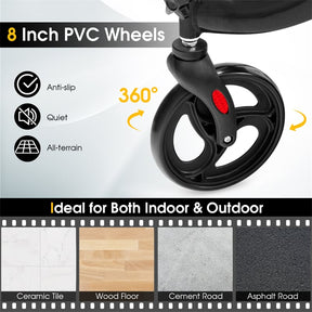 3-Wheel Folding Rollator Walker with Shopping Bag, Lightweight Aluminum Mobility Walking Aid