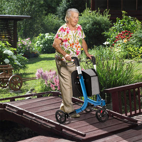 3-Wheel Folding Rollator Walker with Shopping Bag, Lightweight Aluminum Mobility Walking Aid