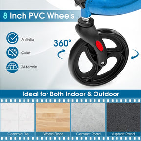 3-Wheel Folding Rollator Walker with Shopping Bag, Lightweight Aluminum Mobility Walking Aid