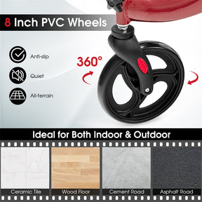 3-Wheel Folding Rollator Walker with Shopping Bag, Lightweight Aluminum Mobility Walking Aid