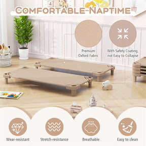 Pack of 6 Stackable Daycare Cots for Kids, 51" x 23" Preschool Nap Mat Toddler Sleeping Cot with Easy Lift Corner, Space-Saving for Classroom