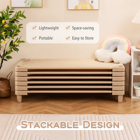 Pack of 6 Stackable Daycare Cots for Kids, 51" x 23" Preschool Nap Mat Toddler Sleeping Cot with Easy Lift Corner, Space-Saving for Classroom