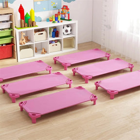 Pack of 6 Stackable Daycare Cots for Kids, 51" x 23" Preschool Nap Mat Toddler Sleeping Cot with Easy Lift Corner, Space-Saving for Classroom