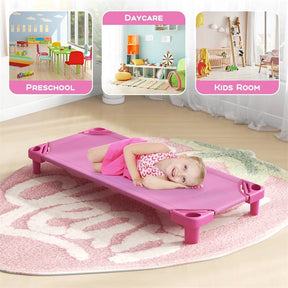 Pack of 6 Stackable Daycare Cots for Kids, 51" x 23" Preschool Nap Mat Toddler Sleeping Cot with Easy Lift Corner, Space-Saving for Classroom