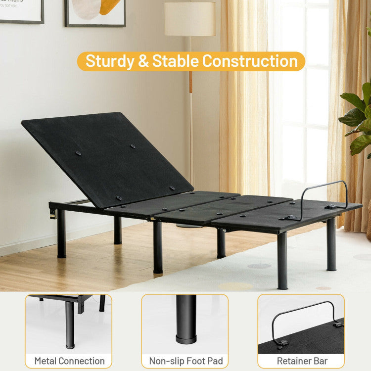 Ergonomic Adjustable Bed Base with Head & Foot Incline and remote control