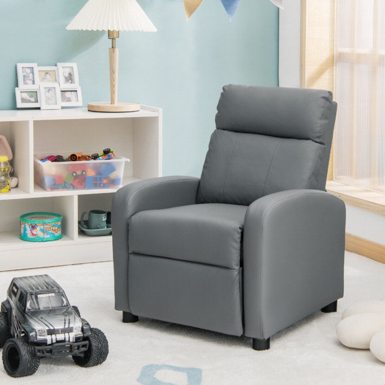 Ergonomic PU Leather Kids Recliner Lounge Sofa with Adjustable Backrest