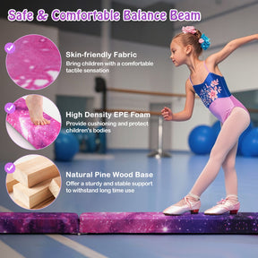 8 FT Folding Balance Beam, Extra Firm Floor Gymnastics Equipment for Professional Home Training
