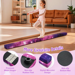 8 FT Folding Balance Beam, Extra Firm Floor Gymnastics Equipment for Professional Home Training