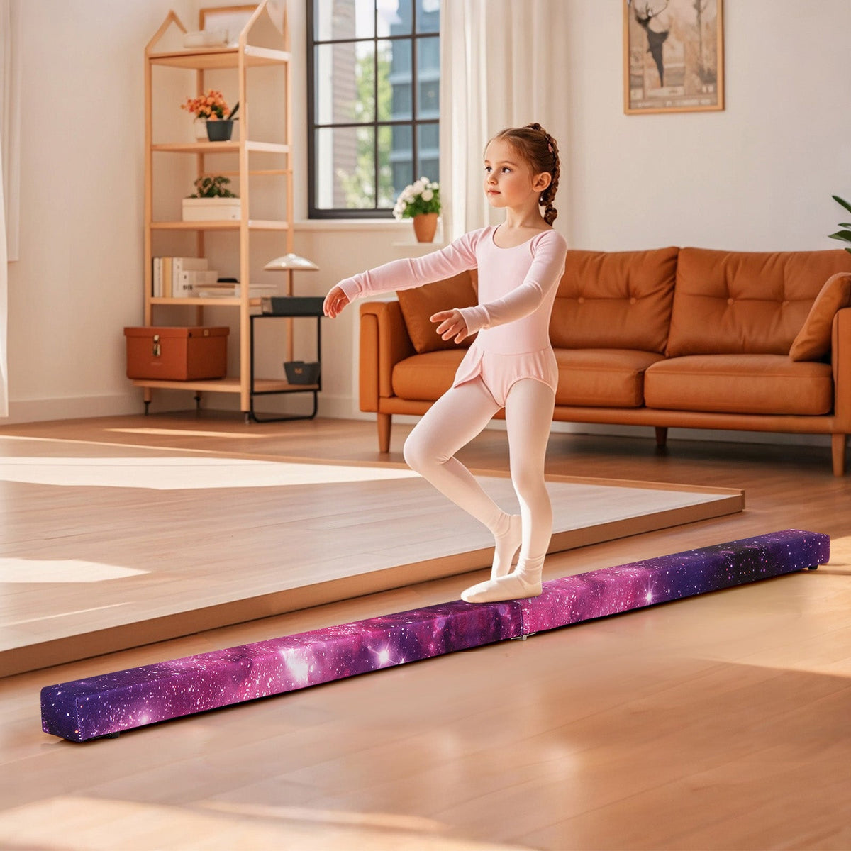 8 FT Folding Balance Beam, Extra Firm Floor Gymnastics Equipment for Professional Home Training