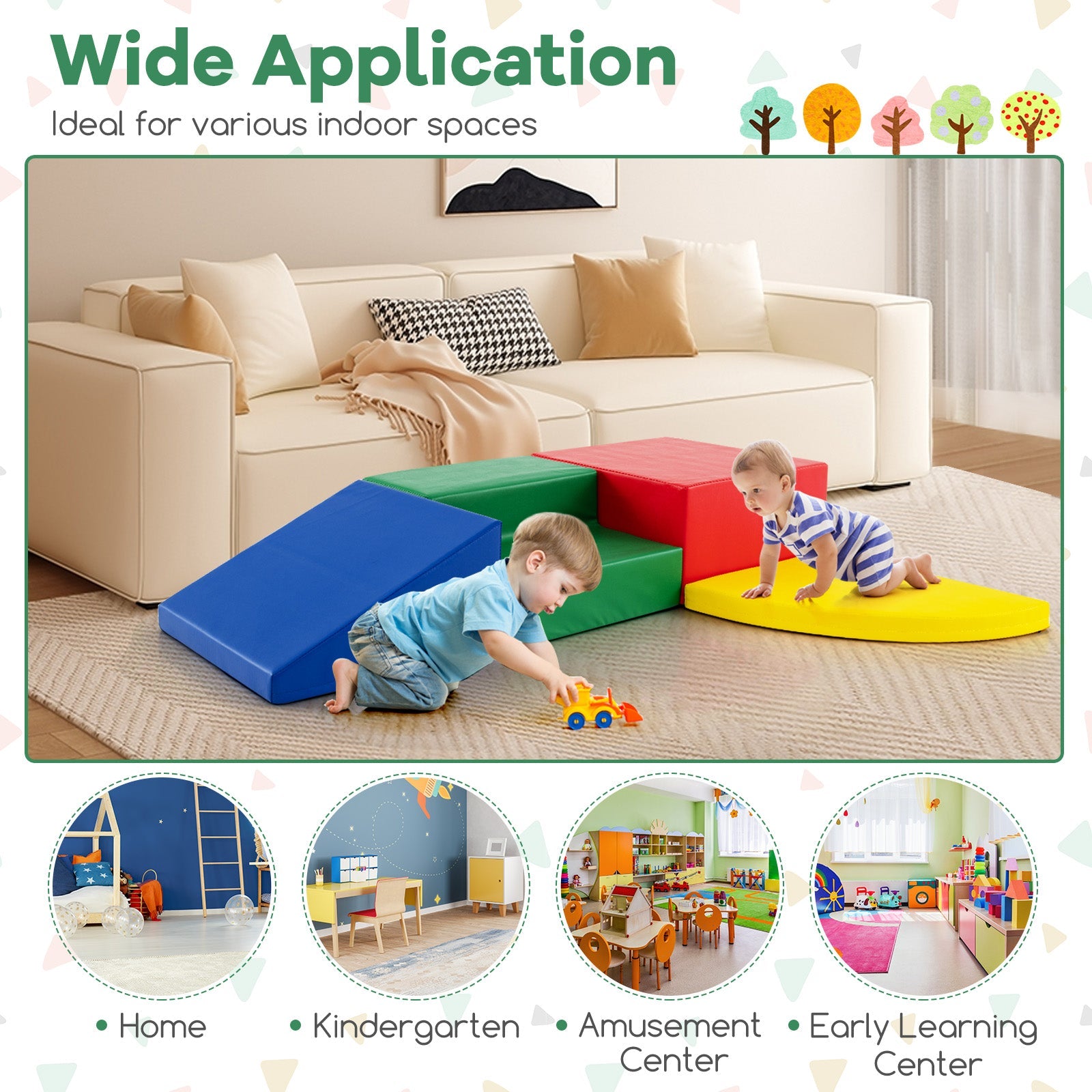 4-Piece Soft Toddler Corner Climbing Sliding Blocks