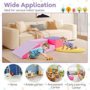 BABY JOY 4-Piece Climb and Crawl Foam Play Set, Soft Toddler Corner Climbing Sliding Blocks