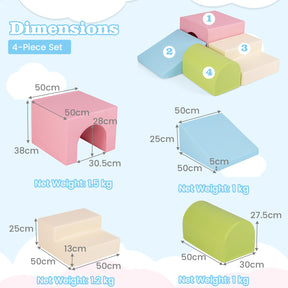 BABY JOY 4-Piece Kids Climb and Crawl Foam Block Play Set, Toddler Soft Building Blocks