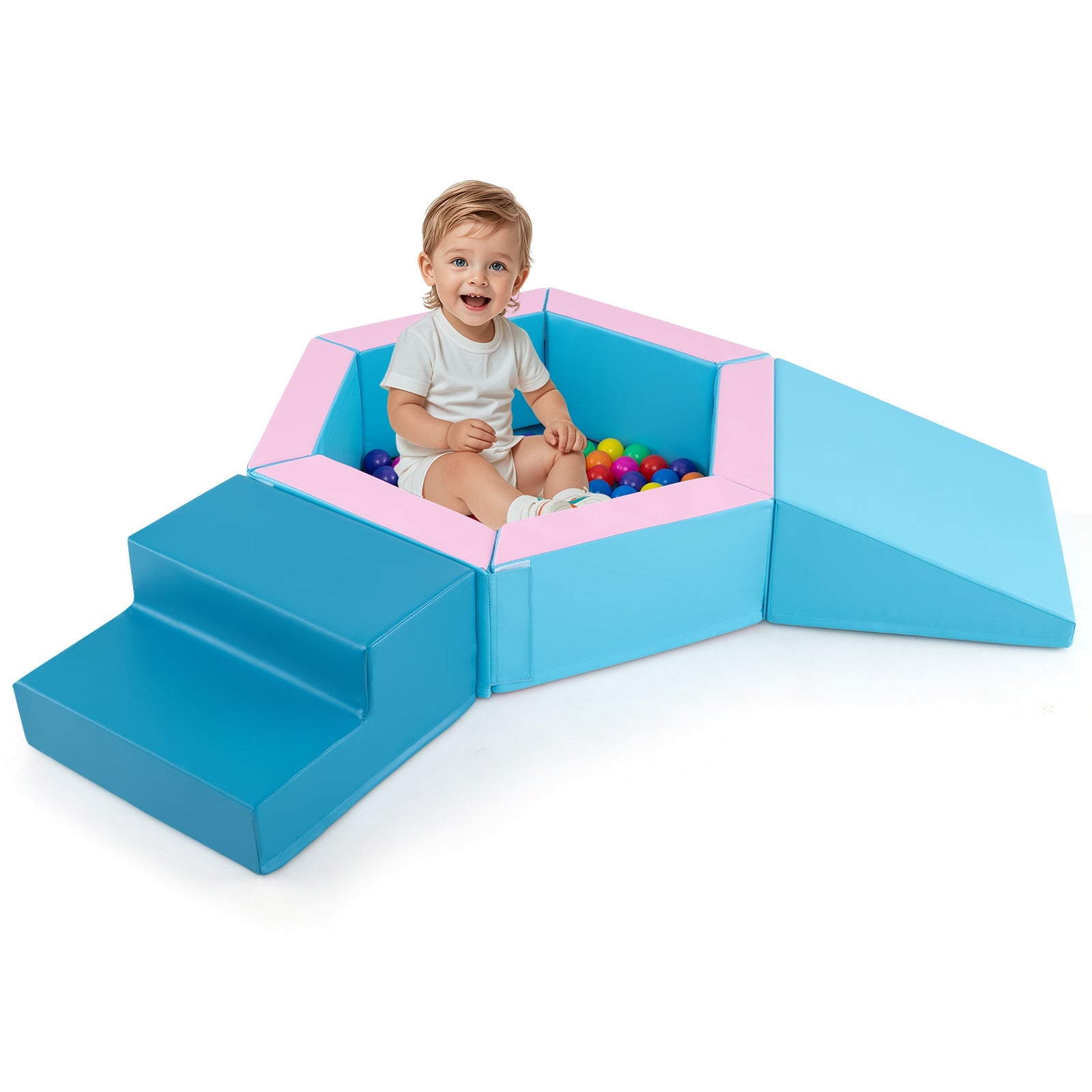 3-Piece Kids Climb and Crawl Activity Play Set w/Stair & 100 Colorful Ocean Balls