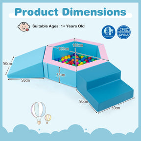 3-Piece Kids Climb and Crawl Activity Play Set w/Stair & 100 Colorful Ocean Balls
