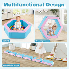3-Piece Kids Climb and Crawl Activity Play Set w/Stair & 100 Colorful Ocean Balls