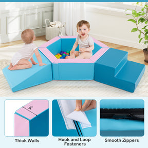 3-Piece Kids Climb and Crawl Activity Play Set w/Stair & 100 Colorful Ocean Balls