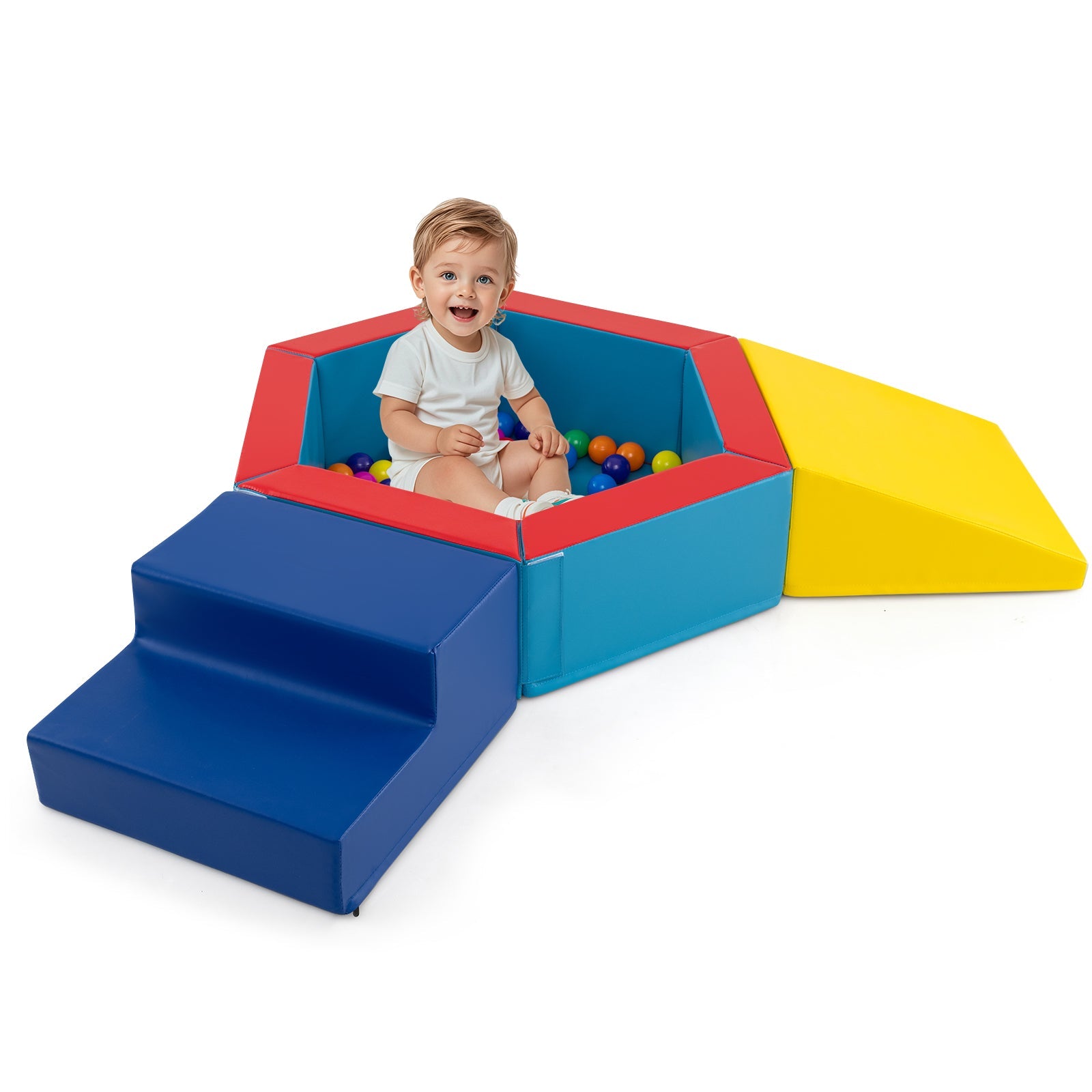 3-Piece Kids Climb and Crawl Activity Play Set w/Stair & 100 Colorful Ocean Balls
