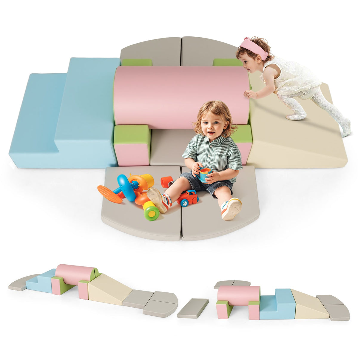 10-Piece  Soft Foam PU Leather Building Blocks Foam Climbing Toys for Toddlers