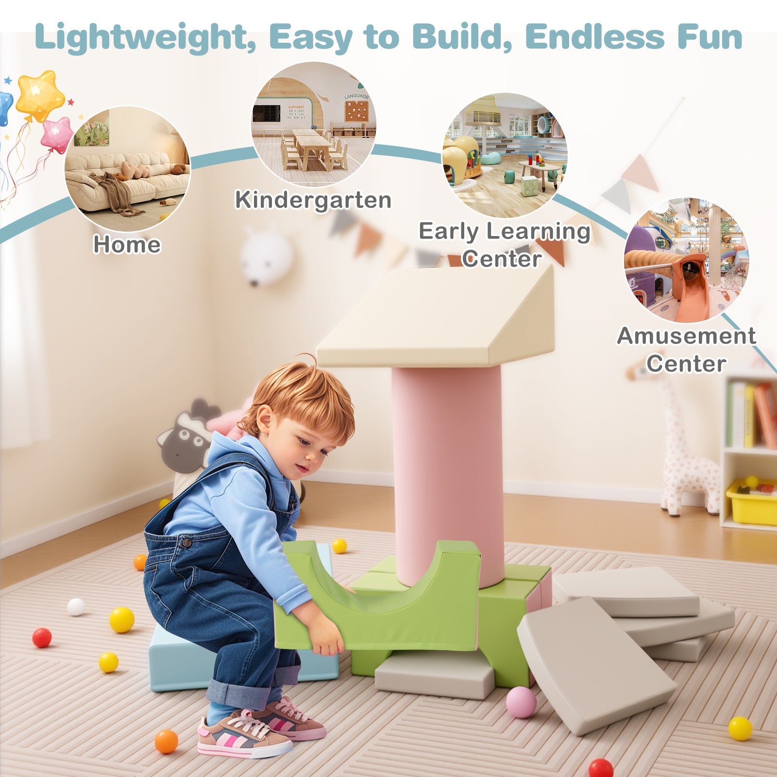 10-Piece Foam Climbing Toys for Toddlers, Soft Foam PU Leather Building Blocks for Kids 1-3 Years Old