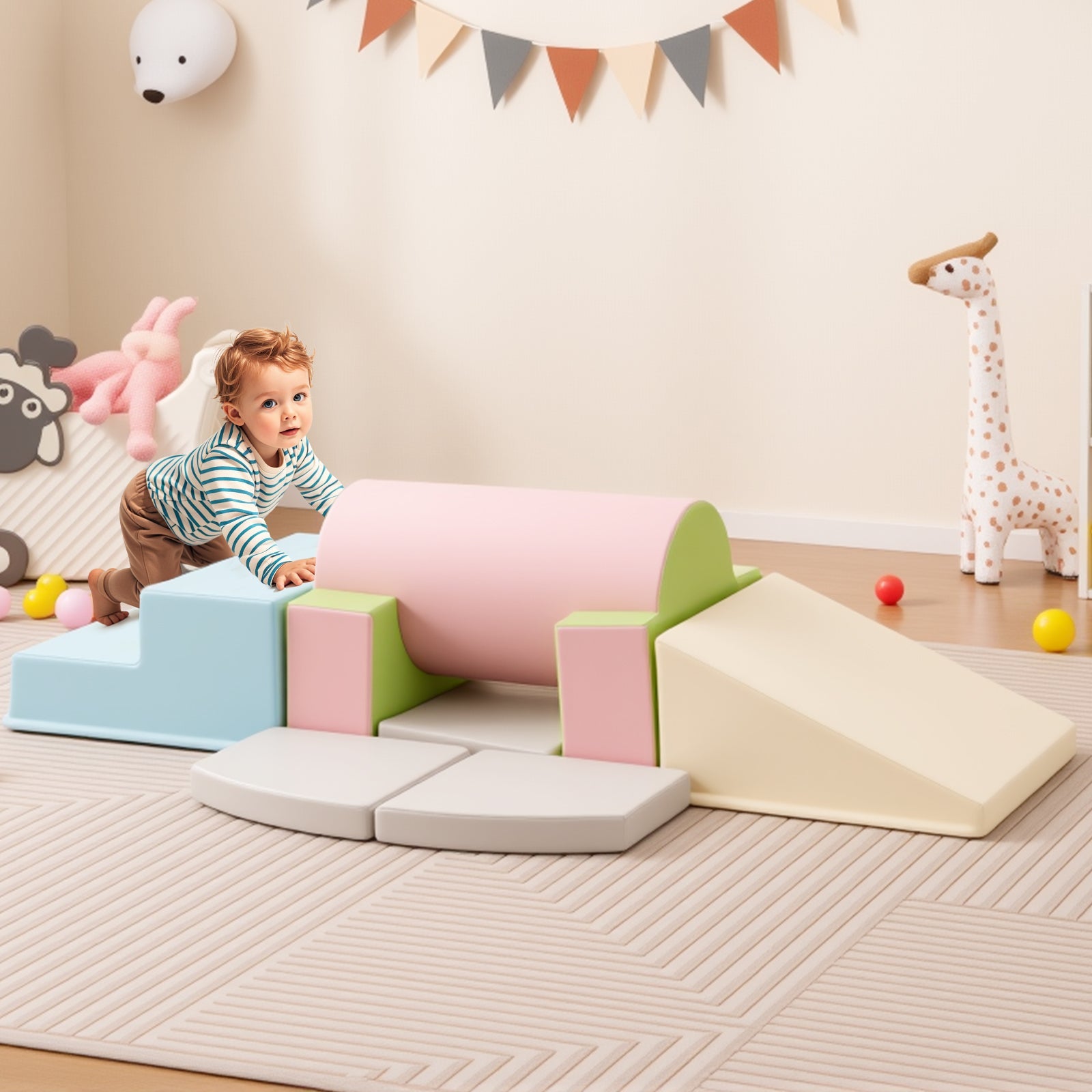 10-Piece Foam Climbing Toys for Toddlers, Soft Foam PU Leather Building Blocks for Kids 1-3 Years Old