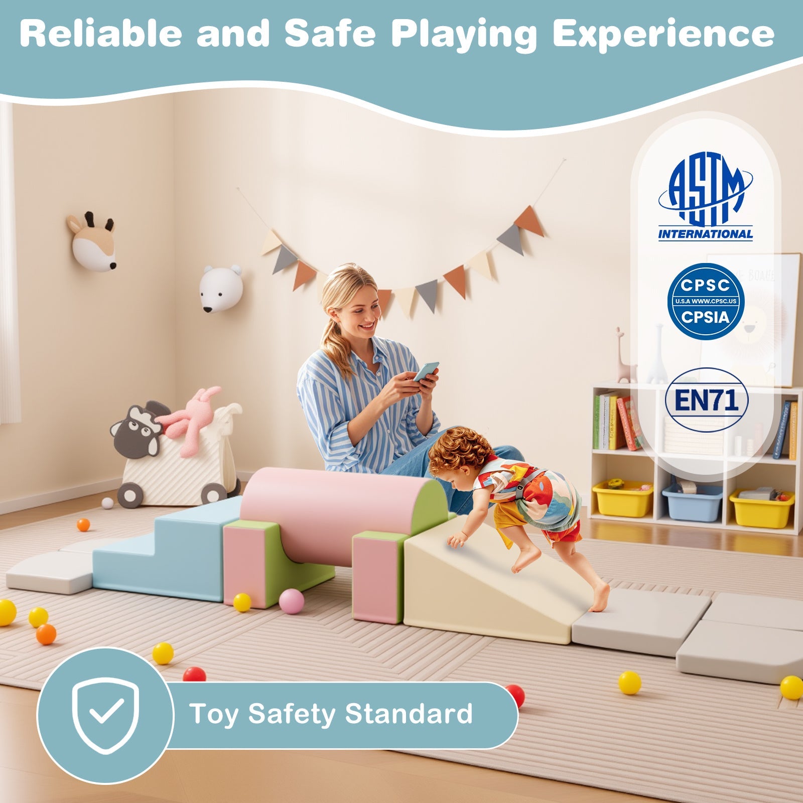 10-Piece Foam Climbing Toys for Toddlers, Soft Foam PU Leather Building Blocks for Kids 1-3 Years Old