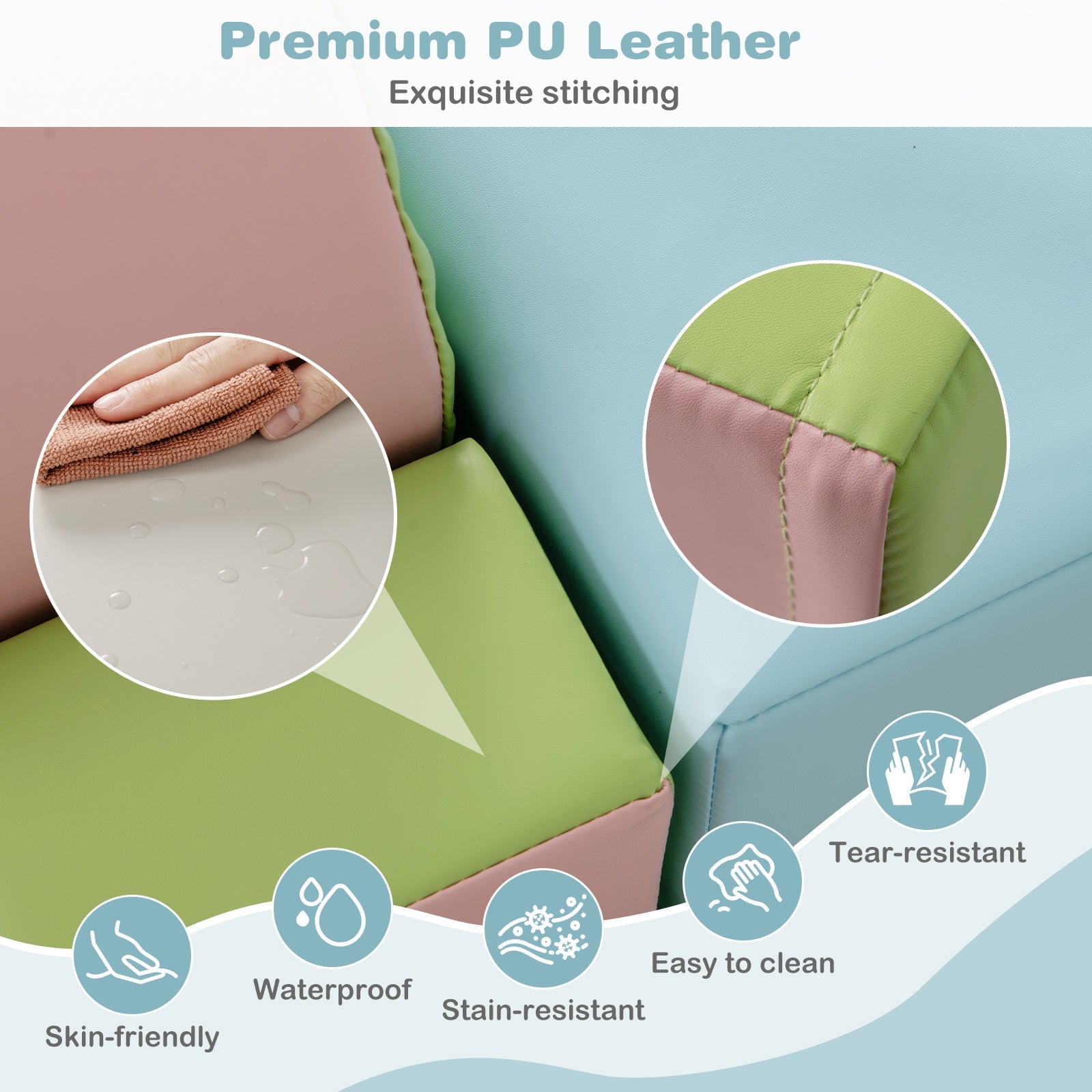 10-Piece  Soft Foam PU Leather Building Blocks Foam Climbing Toys for Toddlers