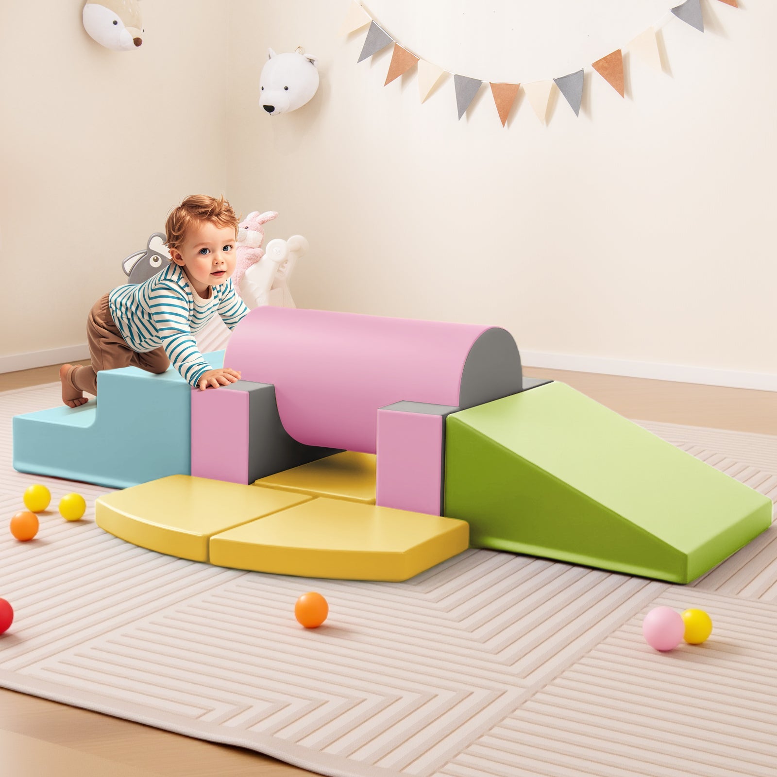 10-Piece Foam Climbing Toys for Toddlers, Soft Foam PU Leather Building Blocks for Kids 1-3 Years Old