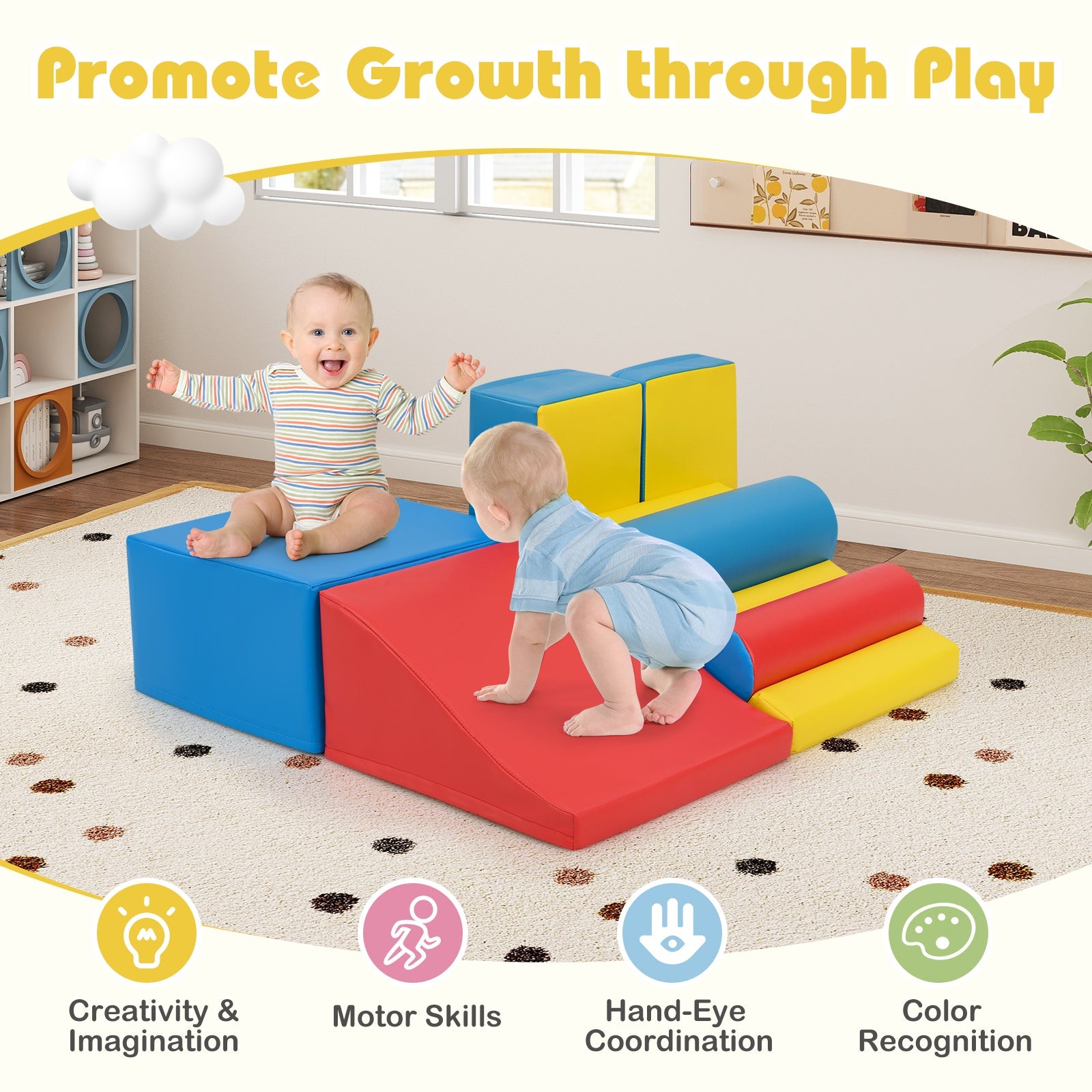 7 Pcs Foam Building Blocks Set for Kids, Creative Learning Toy Set for Toddlers