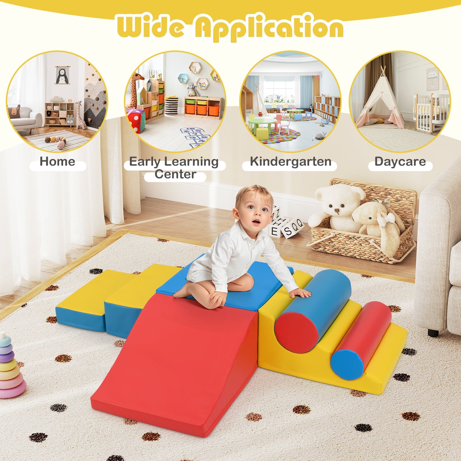 7 Pcs Foam Building Blocks Set for Kids, Creative Learning Toy Set for Toddlers