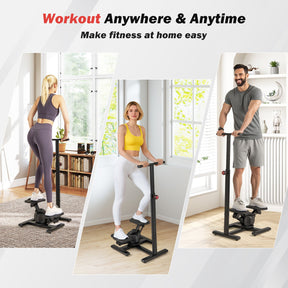 Steppers for Exercise, Twist Stair Stepper Workout Equipment w/Height-Adjustable Handlebar