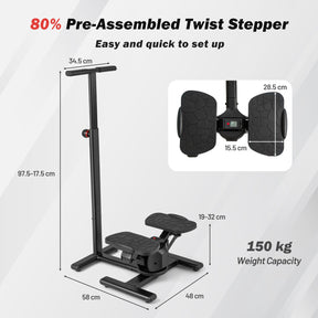 Steppers for Exercise, Twist Stair Stepper Workout Equipment w/Height-Adjustable Handlebar
