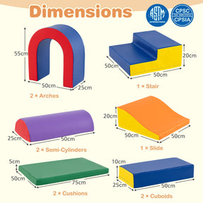 10-Piece Foam Climbing Blocks, Soft PU Leather Play Gym