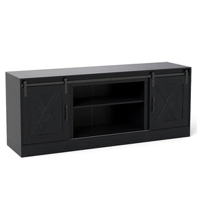 Farmhouse TV Stand for 70" TVs, Entertainment Center with Sliding Barn Doors & Adjustable Shelves