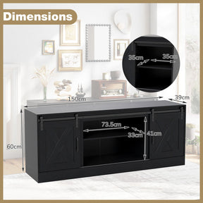 Farmhouse TV Stand for 70" TVs, Entertainment Center with Sliding Barn Doors & Adjustable Shelves