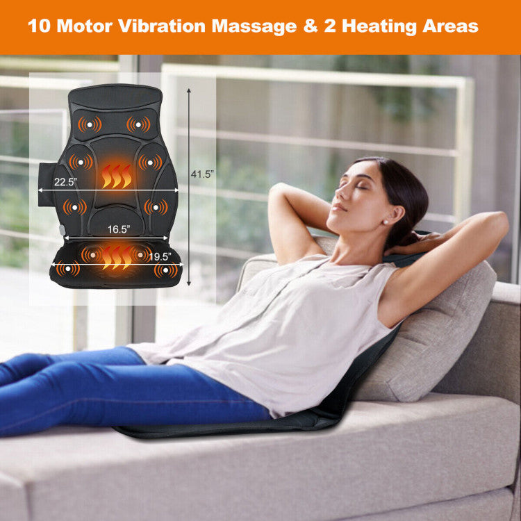 Foldable Full Body Massage Mat with 10 Vibration Motors and 3 Speeds