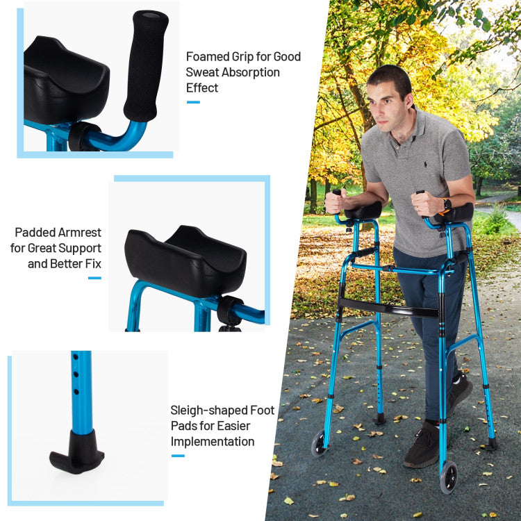 Foldable Rollator Lightweight Aluminum Alloy Rehabilitation Walker for  Elderly with Adjustable Height