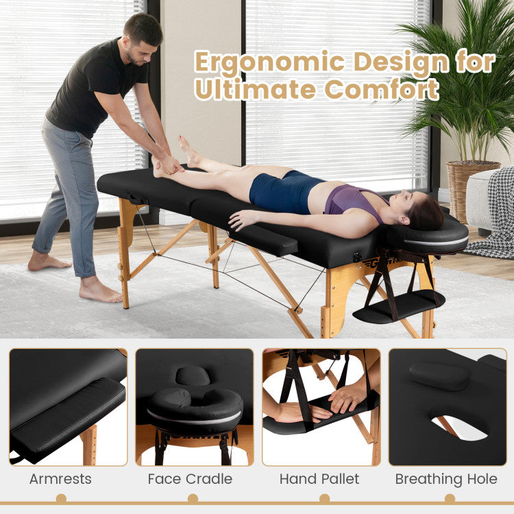 Foldable and Adjustable Facial Spa Bed with Carry Bag