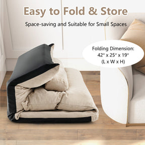 Folding Floor Sofa Bed with 2 Lumbar Pillows and Adjustable Backrest