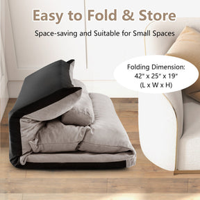 Folding Floor Sofa Bed with 2 Lumbar Pillows and Adjustable Backrest