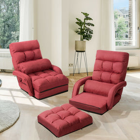 Folding Lazy Floor Chair Sofa with 6-position Adjustable Backrest and Pillow